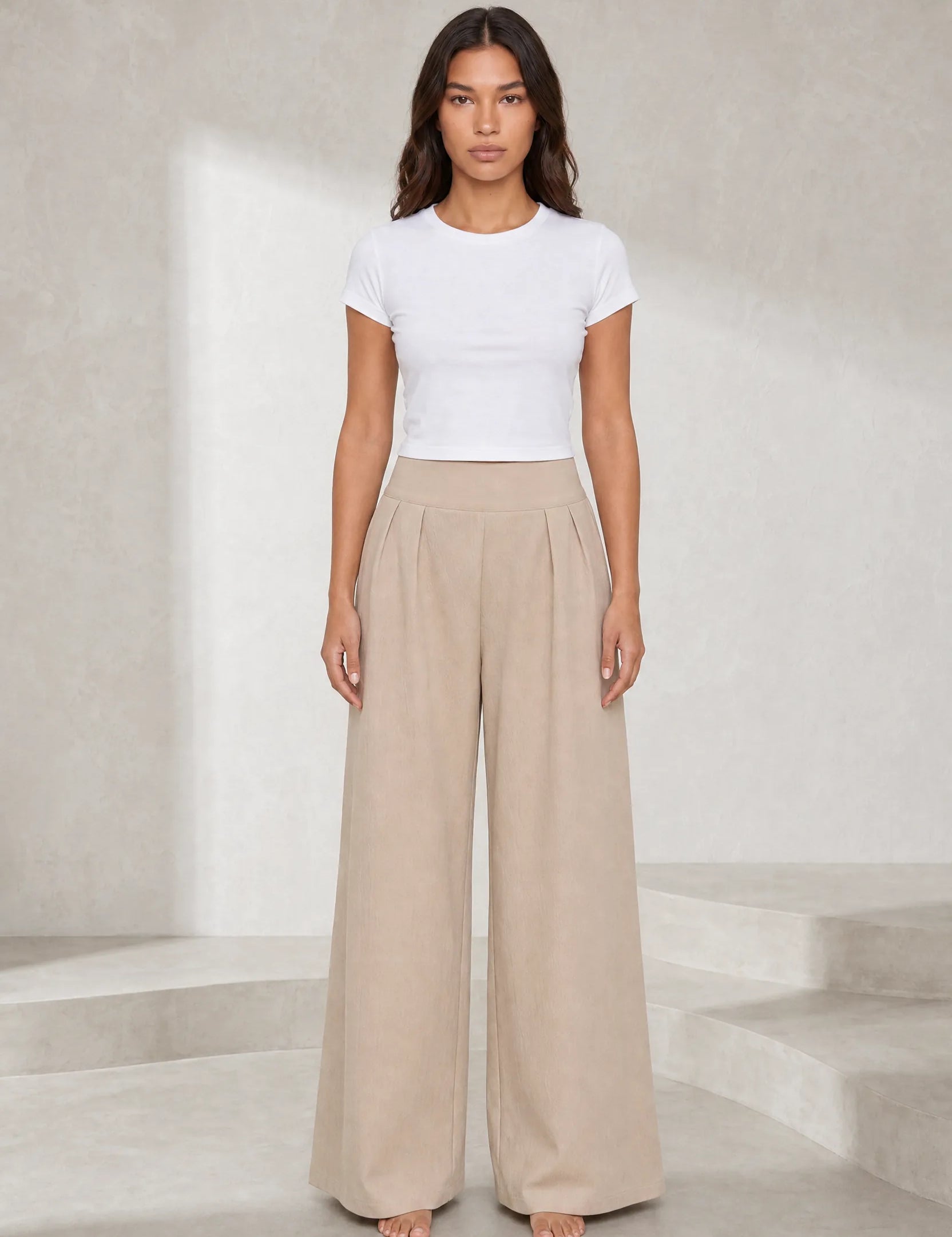 Pantalon large taille haute plissé | Lounelle Paris