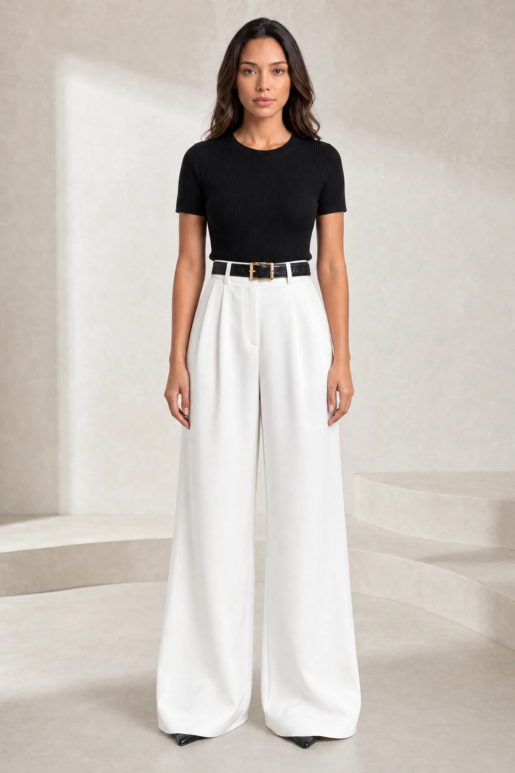 Pantalon taille haute jambes larges | Lounelle Paris
