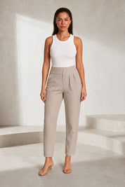 Pantalon tailleur rayé taille haute | Lounelle Paris