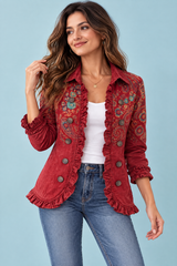 Fitted Red Leopard Print Jacket