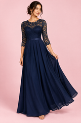 Navy Lace Panel Maxi Dress