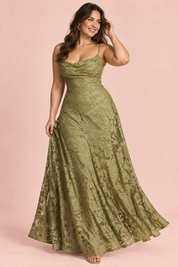 Robe longue fleurie olive à col bénitier | Porté sur une autre silhouette | Lounelle Paris