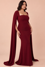 Robe longue rouge moulante à encolure carrée | Porté sur une autre silhouette | Lounelle Paris