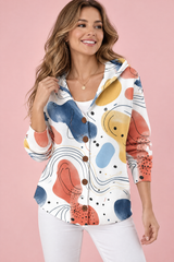 White Hooded Button-Up Cardigan