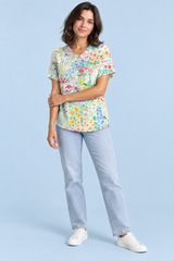 White Floral Collared T-Shirt