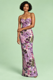 Robe moulante bustier violette | Vue de face | Lounelle Paris