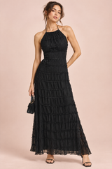 Black Pleated Maxi Dress