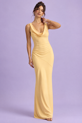 Yellow Twisted Asymmetric Maxi Dress