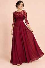 Burgundy Lace Panel Maxi Dress
