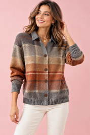 Gilet gris à carreaux avec col | Vue de face | Lounelle Paris