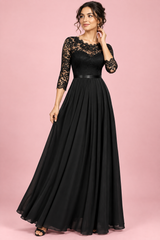 Black Lace Panel Maxi Dress
