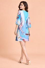 Robe midi plissée évasée bleue | Vue de dos | Lounelle Paris