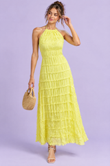Yellow Pleated Maxi Dress