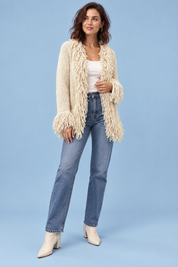 Gilet crème à franges | Vue de face | Lounelle Paris