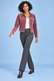 Veste-chemise rouge à poches utilitaires | Vue en mouvement | Lounelle Paris