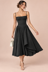 Black Bustier Midi Dress