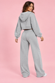 Ensemble gris avec sweat zippé court | Vue de dos | Lounelle Paris