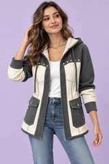 Grey Panelled Hooded Jacket
