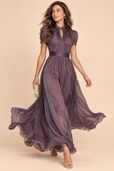 Mauve Pleated Maxi Dress
