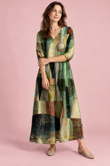 Green V-Neck Flowing Dress