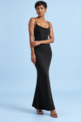 Black Maxi Dress with Spaghetti Straps and Lace Back