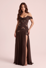 Brown Cut-Out Cowl-Neck Dress