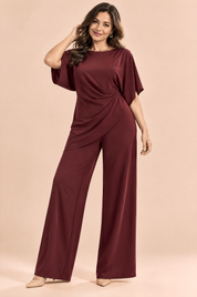 Ensemble pantalon bordeaux plissé effet portefeuille | Porté sur une autre silhouette | Lounelle Paris