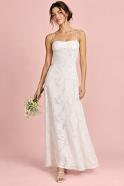 Robe longue fleurie blanche | Vue de face | Lounelle Paris