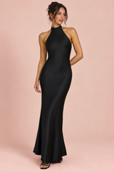 Black Halterneck Backless Maxi Dress