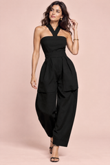 Halter Neck Wide Leg Jumpsuit Black