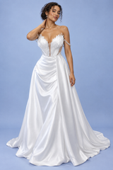 Strapless Ruched Maxi Dress White