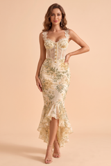 White Floral Corset Dress