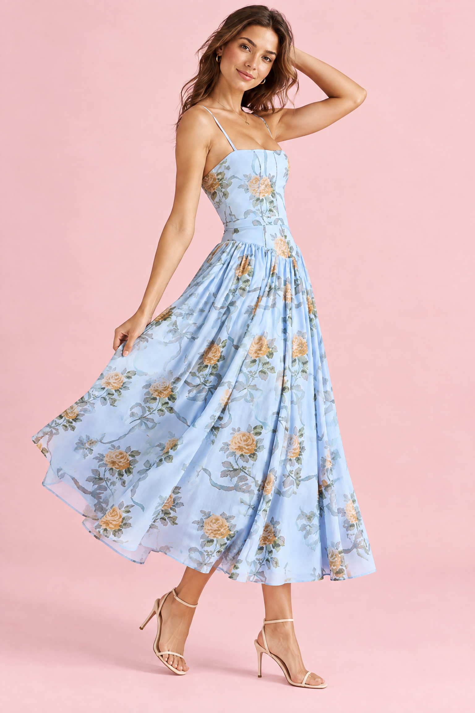 Robe longue bleue à corset | Vue de dos | Lounelle Paris
