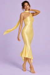 Yellow Halter Scarf Dress