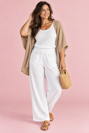 Gilet kaki décontracté ouvert | Porté sur une autre silhouette | Lounelle Paris