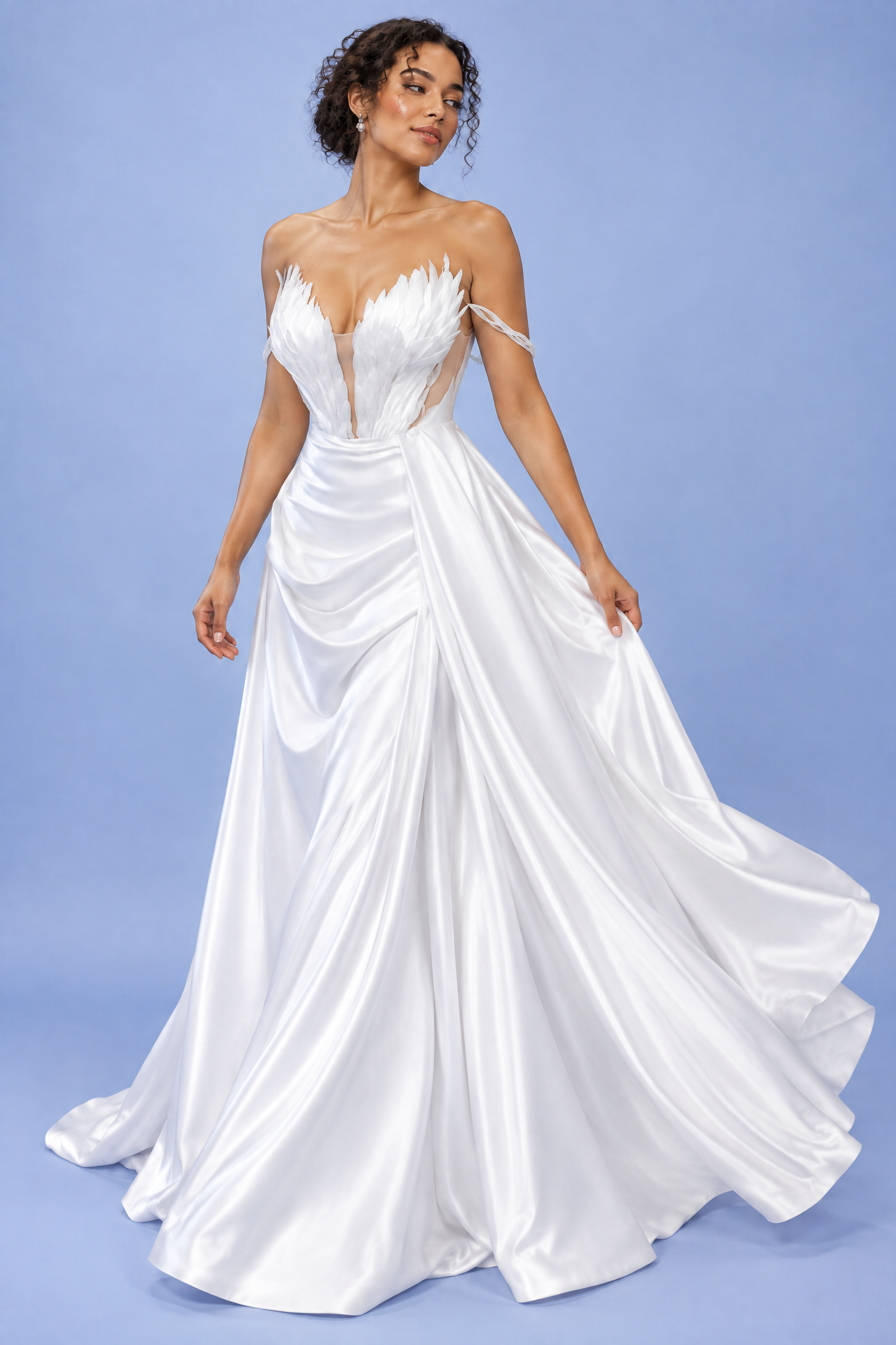 Robe longue bustier froncée blanche | Vue en mouvement | Lounelle Paris