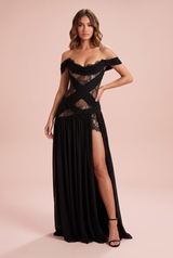 Black Cut-Out Cowl-Neck Dress