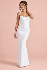 White Cowl Neck Maxi Dress
