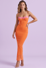 Strappy Tangerine Bodycon Maxi Dress