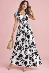 White Floral Smocked Maxi Dress