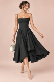 Robe bustier midi noire | Vue en mouvement | Lounelle Paris