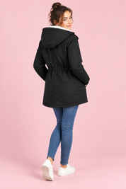 Parka noire oversize à capuche | Vue de dos | Lounelle Paris
