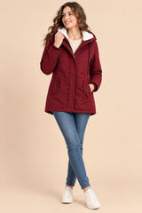 Burgundy Oversized Hooded Parka