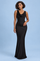 Black Twisted Asymmetric Maxi Dress