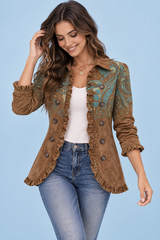 Fitted Brown Leopard Print Jacket