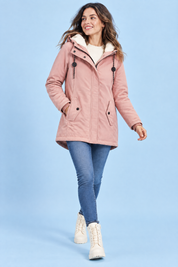 Parka rose oversize à capuche | Vue en mouvement | Lounelle Paris
