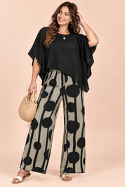 Ensemble pantalon noir à pois | Porté sur une silhouette plus ronde | Lounelle Paris