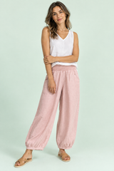 Cropped Pink Wide-Leg Trousers