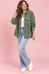 Sage Green Frayed Edge Shacket