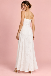 Robe longue fleurie blanche | Vue de dos | Lounelle Paris